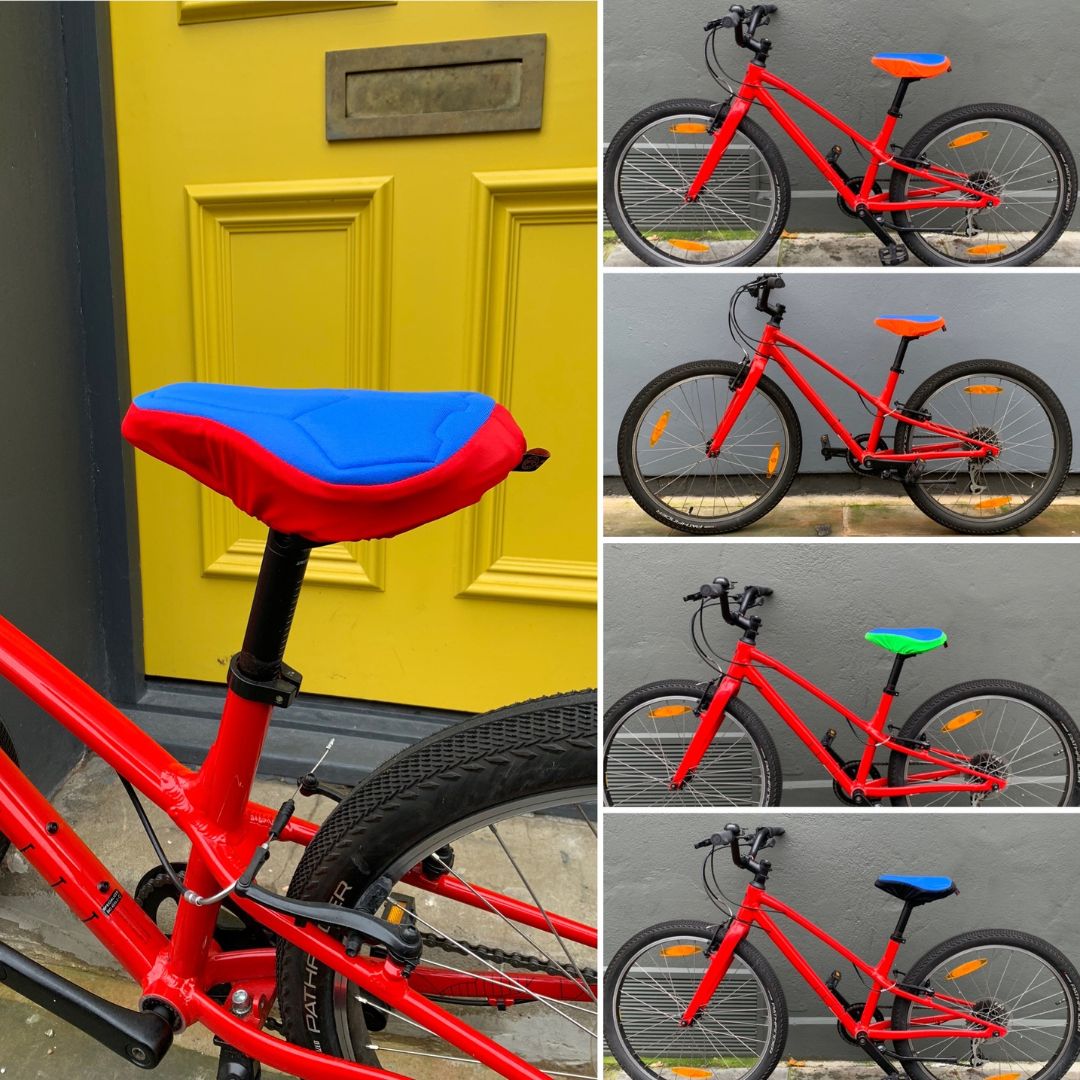 Kids Cushy Cover | Blue & Red Bike Seat Cover