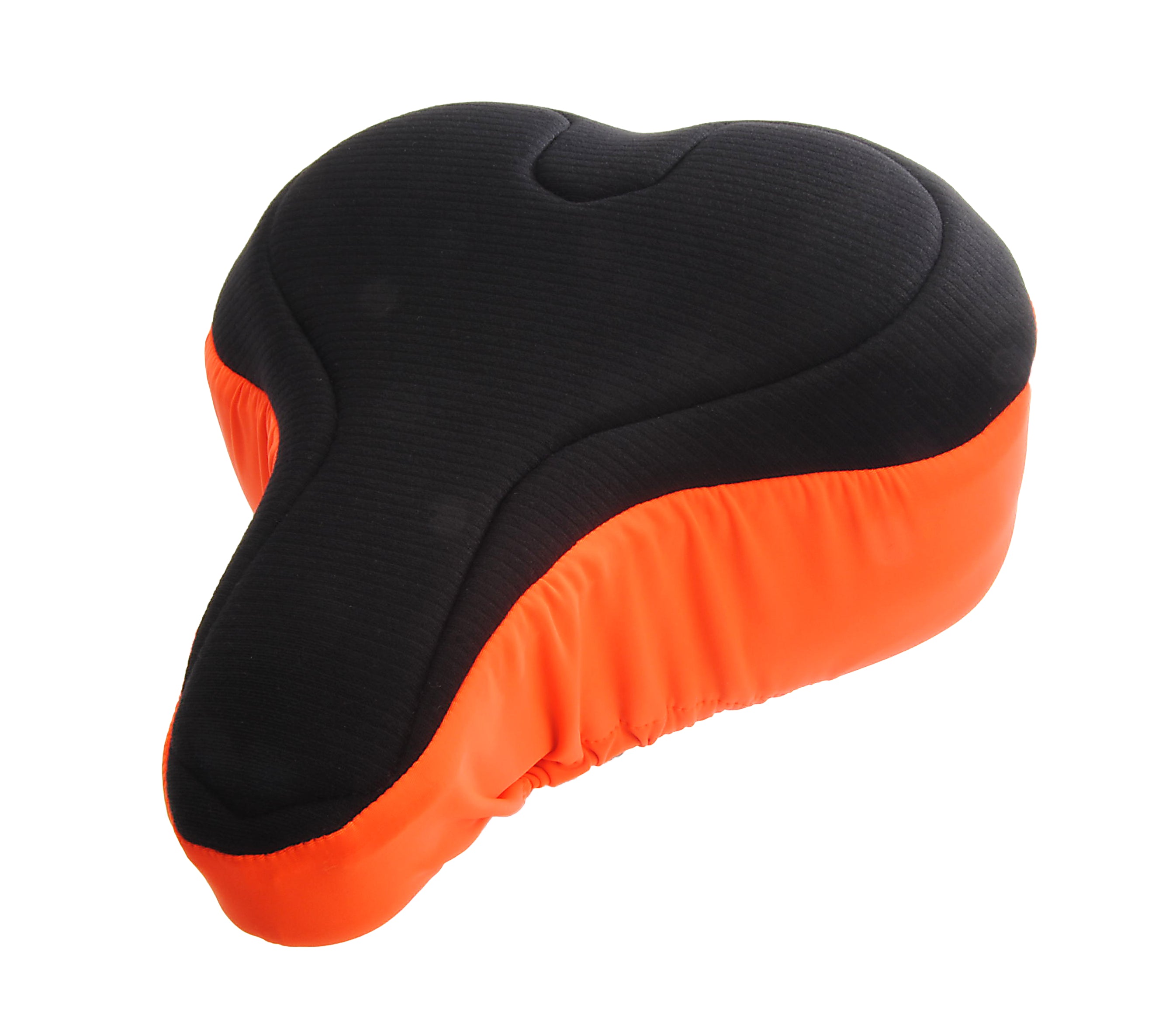black-and-orange-padded-bicycle-seat-cover-for-exercise-bike-with-wide-seat