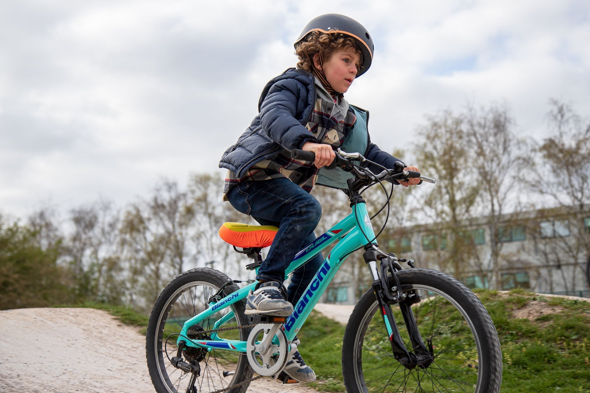 Kids Cushy Cover | Blue & Red Bike Seat Cover