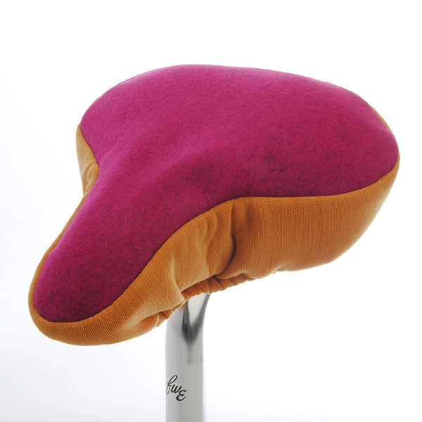 Raspberry Mango Bicycle Saddle Cover - Pink & Orange