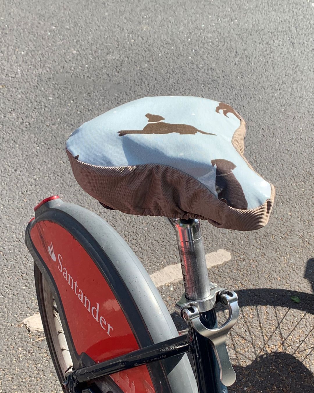 Brown Labrador Waterproof Saddle Cover - Pale Blue