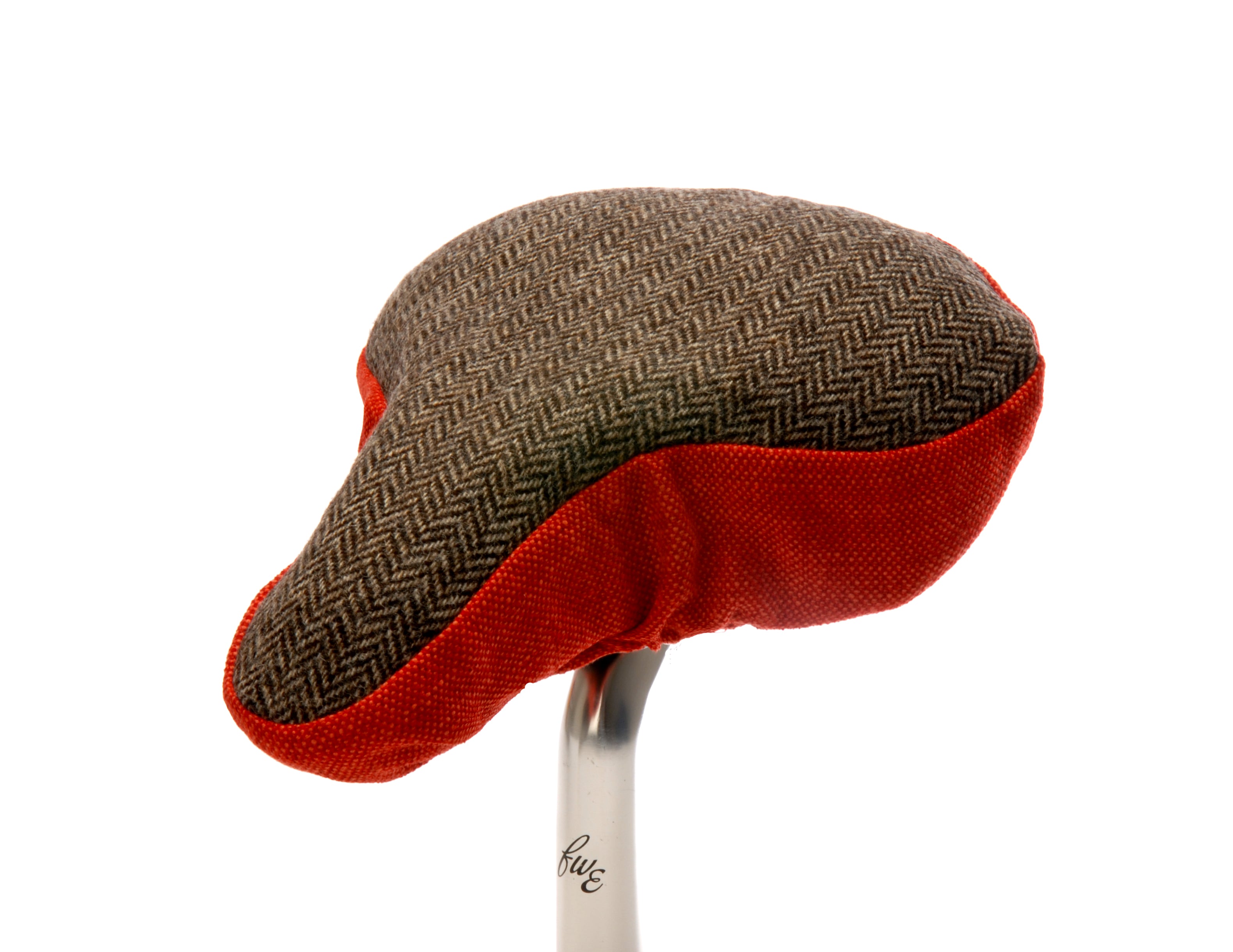 Tweed Saddle Cover - Brown Herringbone & Cayenne Red